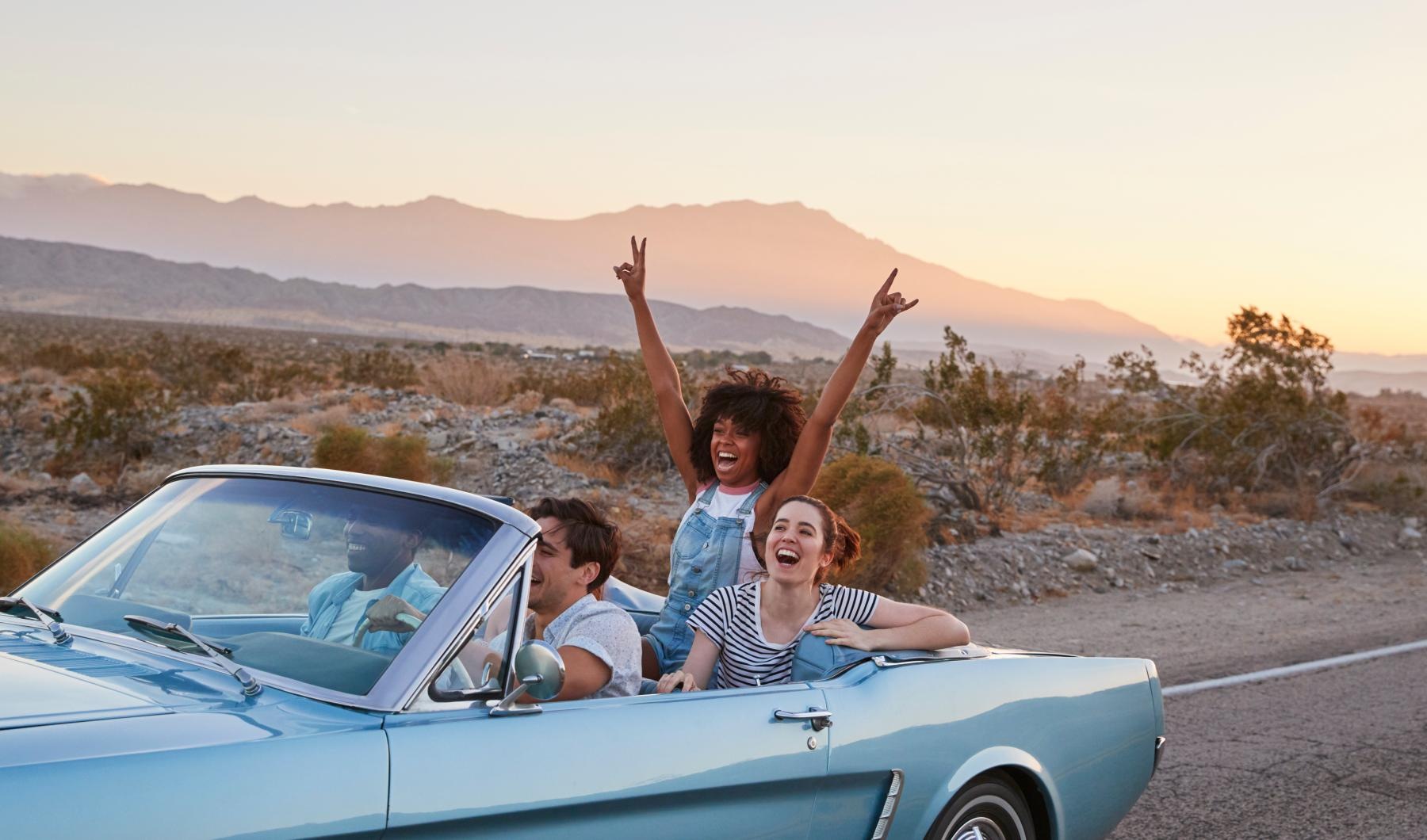 a group of people in a car
