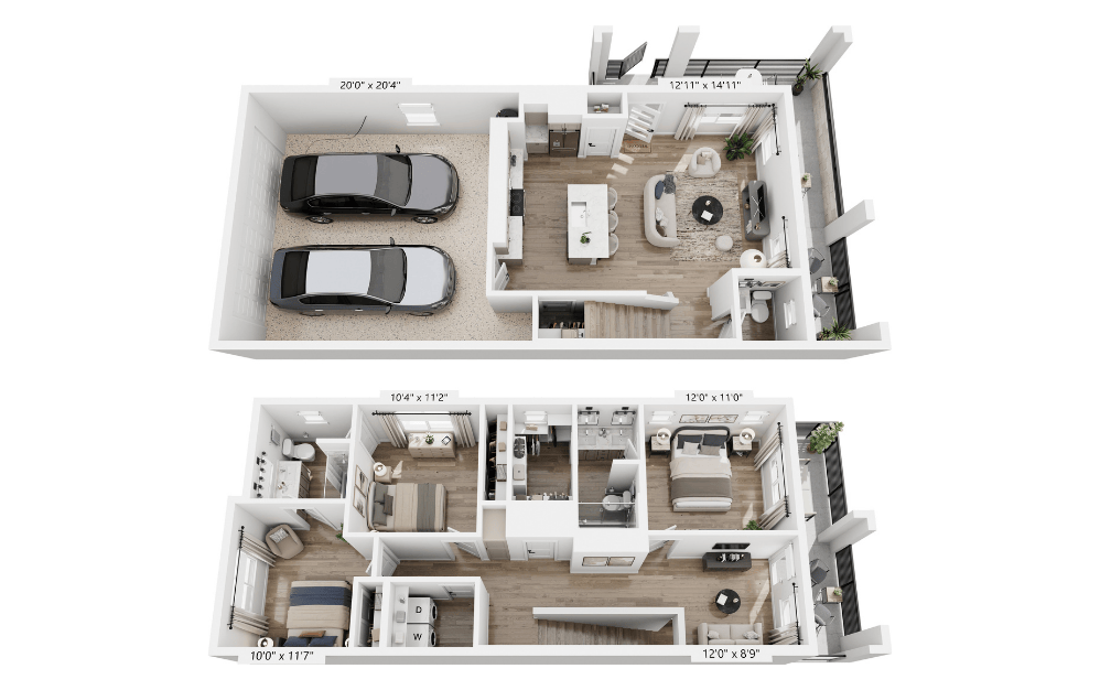 Palo Verde - 3 bedroom floorplan layout with 2.5 bathrooms and 1412 square feet